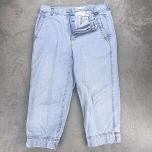 Liz Claiborne Cropped Denim Jeans High‎ Waist Light Wash Vintage Style Size 6